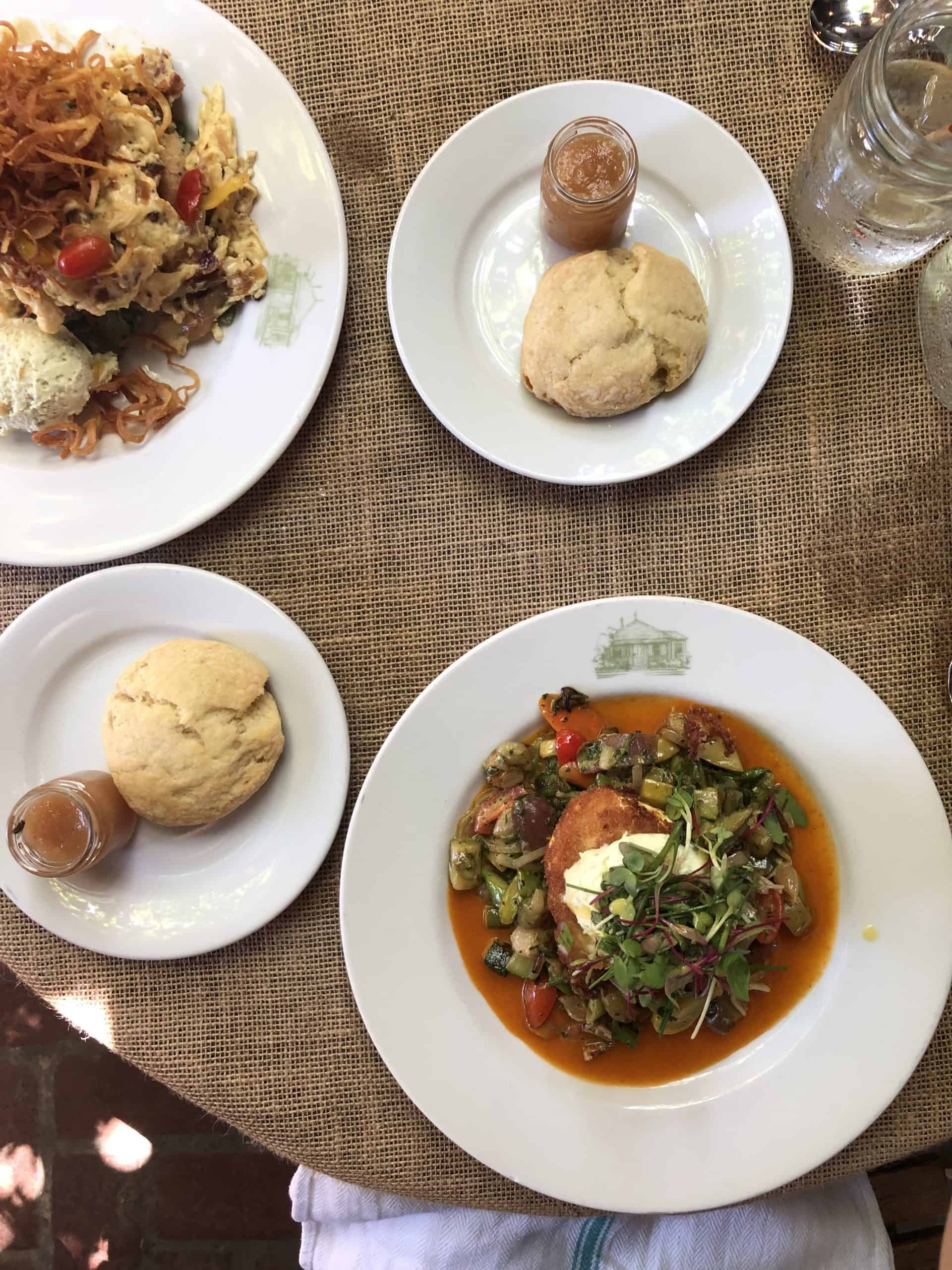 buttermilk biscuits with apple butter and brunch from The Ramos House Cafe in San Juan Capistrano